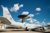 Clouds form over a U.S. Air Force E-3 Sentry aircraft assigned to the 552nd Air Control Wing, Tinker Air Force Base, Oklahoma, at Joint Base San Antonio-Kelly Field Annex, Texas, Aug. 29, 2022. (U.S. Air Force photo by Staff Sgt. Preston Cherry)