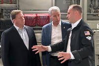 Energy Secretary Chris Wright, center, and Under Secretary of Defense Michael Duffey,