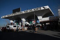 Cars cross the "Paso del Norte" International Bridge at the U.S.-Mexico border, in Ciudad Juarez, Mexico, Wednesday Feb. 11, 2026, on the border with El Paso, Texas. (AP Photo/Christian Chavez)