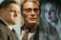 Leonardo DiCaprio, Mads Mikkelsen and Jennifer Lawrence in promotional collage. Photo credit: Apple, Disney, Mubi