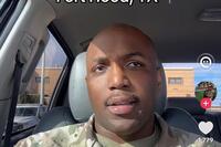 Capt. Tony Smith in his Tik-Tok video asking for help finding the fellow soldiers who saved his life.