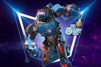 Fortnite mecha crew command skin on Crew Pack background