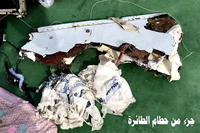 This photo posted May 21 on the official Facebook page of the spokesman for the Egyptian Armed Forces shows part of the wreckage from EgyptAir flight 804.