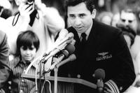 Everett Alvarez, Jr. speaks to his hometown guests after his return as a POW. (Photo: U.S. Naval Institute)