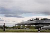 An American F-16 prepares to launch from Graf Ignatievo Air Base in Bulgaria