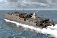 Official U.S. Navy file photo of an artist rendering showing the Office of Naval Research-funded electromagnetic railgun installed aboard the joint high-speed vessel USNS Millinocket (JHSV 3). (U.S. Navy photo illustration/Released)
