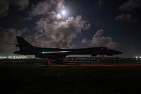A U.S. Air Force B-1B Lancer assigned to the 9th Expeditionary Bomb Squadron, deployed from Dyess Air Force Base, Texas, prepares for take off from Andersen Air Force Base, Guam, July 7, 2017. (U.S. Air Force Photo/Airman 1st Class Jacob Skovo)