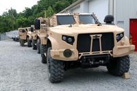 The Army and the Marine Corps show off the new Joint Light Tactical Vehicle at a test track at Marine Corps Base Quantico, Virginia. (Matthew Cox/Military.com)