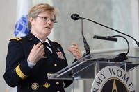Lt. Gen. Karen Dyson, military deputy to the assistant secretary of the Army (financial management and comptroller), delivers the keynote address during a U.S. Army Women's Foundation event on Capitol Hill, March 17, 2015.U.S. Army photo: Lisa Ferdinando