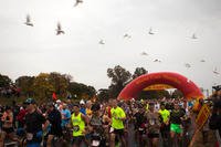 More than 30, 000 men and women from all over the world start the 40th Marine Corps Marathon in Arlington, Virginia, Oct. 25. (Photo By: Sgt. Justin M. Boling)