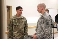 Army 2nd Lt. Michael Janowski told recent Infantry Basic Officer Leadership Course graduates and future Ranger students at Fort Benning, Ga., to attack every second of the Ranger course, Oct. 2, 2015. (Photo by Danielle Wallingsford Kirkland)