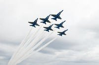 U.S. Navy Flight Demonstration Squadron, the Blue Angels, Delta perform a Delta Flat Pass at the Jacksonville Beach Sea and Sky Spectacular Air Show. (Photo: Mass Communication Specialist 1st Class Andrea Perez)