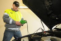 Car battery voltage test.