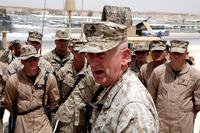 May 2007: Lt. Gen. James Mattis speaks to members of Marine Wing Support Group 27 in Al Asad, Iraq. (DoD photo)