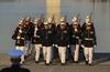 U.S. Marines during a Sunset Parade at the Lincoln Memorial.