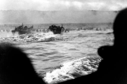 Landing craft put troops ashore on Omaha Beach on D-Day, June 6, 1944.