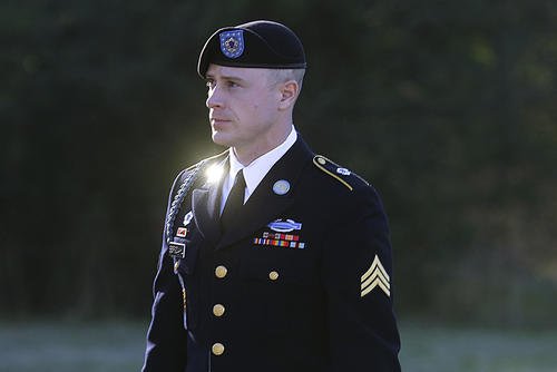 Army Sgt. Bowe Bergdahl arrives for a pretrial hearing