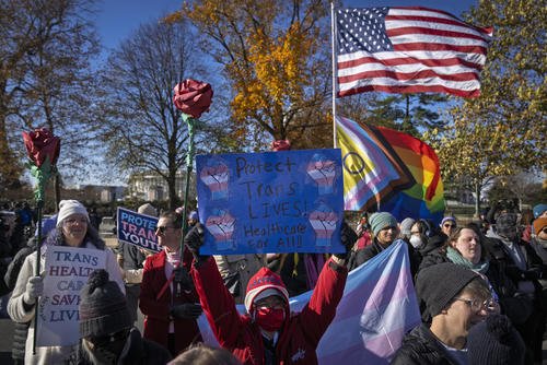 Supporters of transgender rights rally