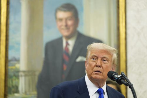 President Donald Trump speaks during an event