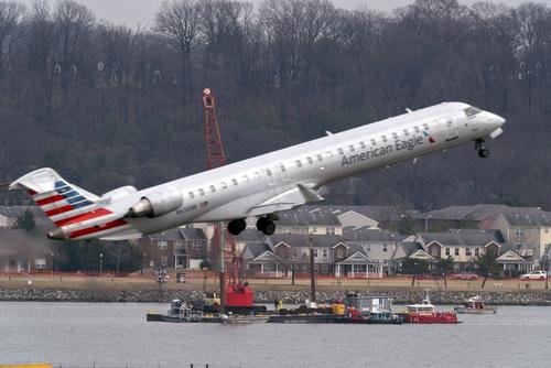 Site of a mid-air collision between an American Airlines jet and a Black Hawk helicopter