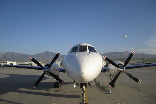 Detachment 17 Operational Support Airlift, 449th Theater Aviation Brigade's C-26 Metroliner is staged at Bagram Airfield, Afghanistan, in 2012.